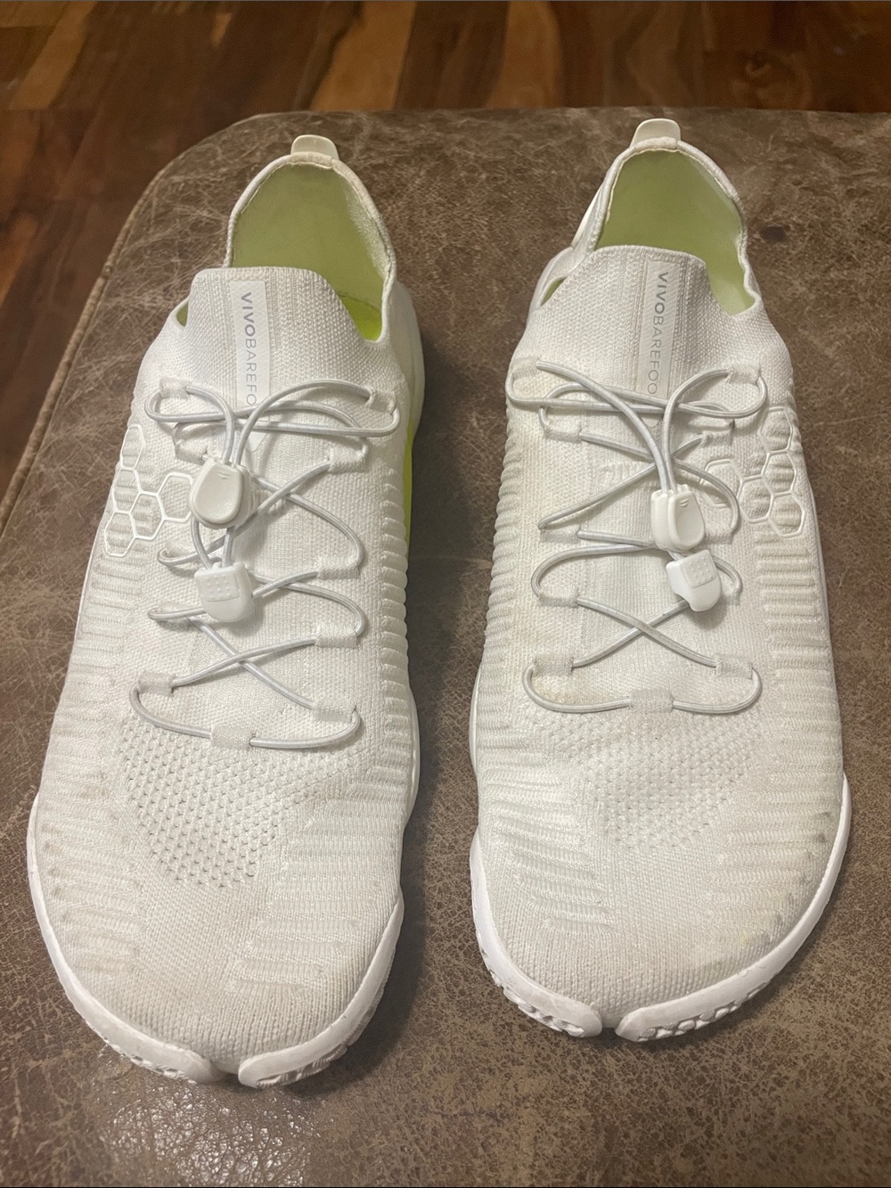 Vivobarefoot Motus  White Knit Slip-On with Lime Green Insole. Good Condition.